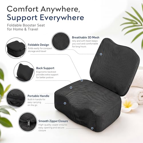 Yerliker 1 Pcs Foldable Hot Tub Booster Seat for Adults Adjustable 2 Heights up to 6.3", Weighted Booster Seat 3D Air Mesh Hot Tub Accessories Quick Dry Micro Dot Non Slip for Spa Bathtub Pool (Black) - color: Black