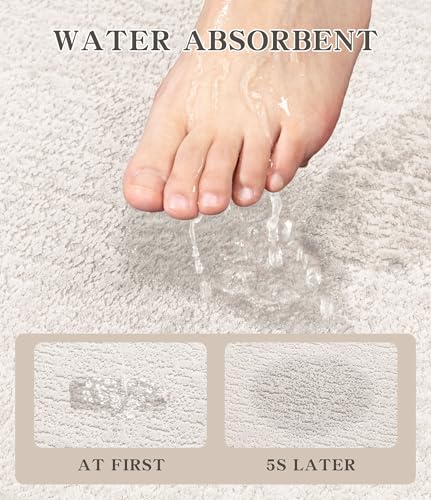 chakme Bathroom Rug Sets 2 Piece, Ultra Thin Quick Dry Bath Mat Set, Absorbent Bath Mat for Bathroom Non Slip Machine Washable, (White, 2 Piece) - color: White, size: 2Piece-Contour Rug
