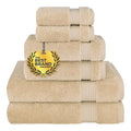 Cotton Paradise 100% Cotton Turkish Towel Set, Soft Absorbent Quick Dry, 6 Piece Towel Set, Beige - color: Beige, size: 6 PC SET (27x54" + 16x28" + 13x13")