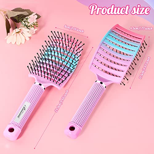 Bsisme Hair Brush, Curved Vented Detangling Brush for Faster Blow Drying | Paddle Styling Brush for Wet & Dry Hair, Flexible Bristles for Women Men Kids with Thick Curly Fine Wavy Straight Hair - color: Pink blue purple