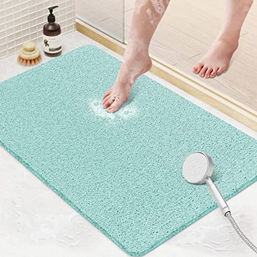 Shower Mat Bathtub Mat Non-Slip,24x16 inch, Soft Tub Mat with Drain,PVC Loofah Bath Mat (Phthalate Free) for Tub and Bathroom,Quick Drying,Green - color: Green, size: 24" x 16" (Rectangular)