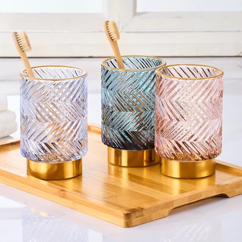 Makeup Brush Holder Organizer,Toothbrush Holders,Desk Pen Pencil Holder,Multifunctional Vintage Glass Brush Cup（A40-7-US） - color: Dark Green
