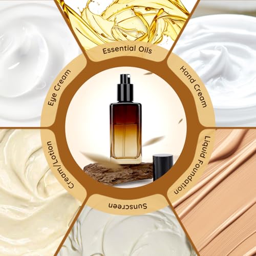 Segbeauty 2 Pack 100ml Empty Refillable Glass Bottles, 3.38oz Leakproof Pump Bottles Lotion Dispenser Bottle Travel Size Lotion Container for Essential Oil Blends Cream Gradient Brown - size: 3.4oz/100ml