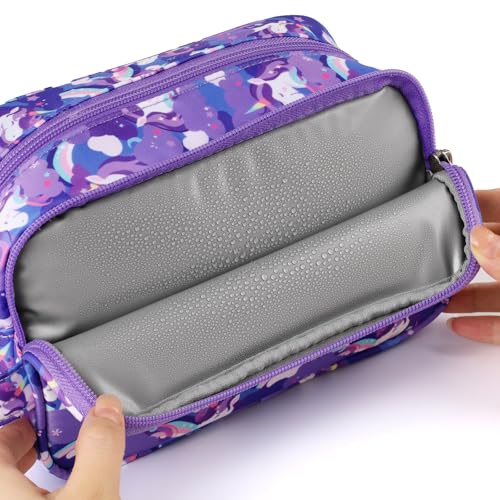 Unicorn Kids Toiletry Bag for Girls, Travel Toiletry Bag for Little Young Girls Cosmetic Bag Makeup Bag Waterproof Hanging Wash Bag Toddler Toiletries, Purple - color: Purple Unicorn