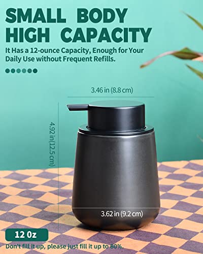 Bosilunlife Ceramic Foaming Soap Dispenser - 12Oz Bathroom Countertop Kitchen Dish Soap Pump Dispenser Foam Soap Dispenser - Matte Black - color: Matte Black
