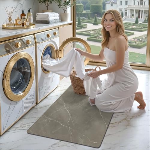 Color&Geometry Ultra Thin Bathroom Rugs Non Slip,Absorbent Quick Dry Bath Mats for Bathroom,Thin Bath Rugs Washable with Rubber Backing Fit Under Door Outside Shower,Taupe Marble,24"x36" - color: Taupe Marble, size: 24"x36"