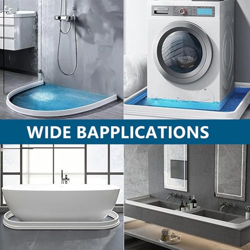 Shower Threshold Water Dam, 3" High Collapsible Shower Water Splash Guard Water Barrier Stopper Dry and Wet Separation for Bathroom Kitchen Sink Bathtub, 39" - color: water dam-39