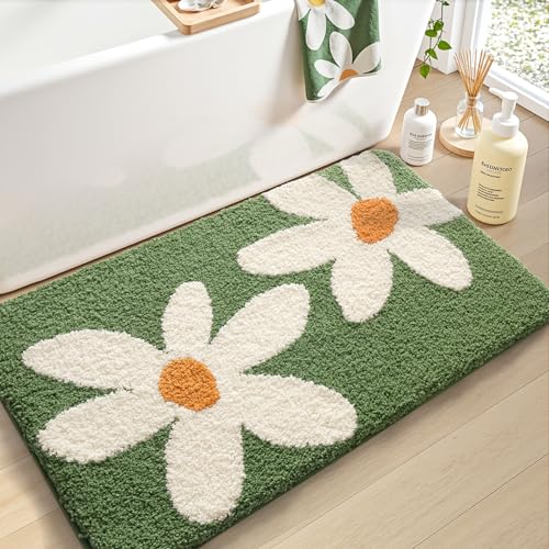 LUMI Bathroom Rug 24x36, Soft Absorbent Microfiber Bath Mats, Non-Slip Machine Wash Bath Mats for Bathroom, Shower and Bathtub Floor, Daisy - color: F-daisy, size: 24"x36"