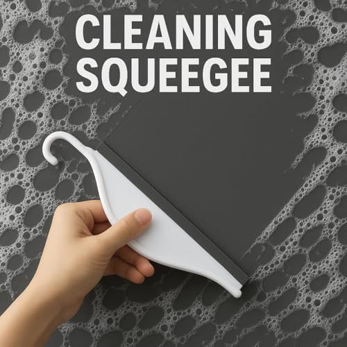 Mini Shower Squeegee for Glass Doors – Small Handy Bathroom, Countertop & Window Cleaner with Rubber Blade and Hook for Tile Walls, Mirrors, Kitchen Sink - Pack of 2