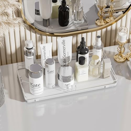 Toilet Paper Basket, Bathroom Basket for Counter Toiletries Towel Decor TP, Toilet Tank Tray, Guest Back of Toilet Organizer Storage, Vanity Tray for Perfume Makeup, Kitchen 13”x6.5” White - color: White + White, size: 13" x 6.5" x 1.6"