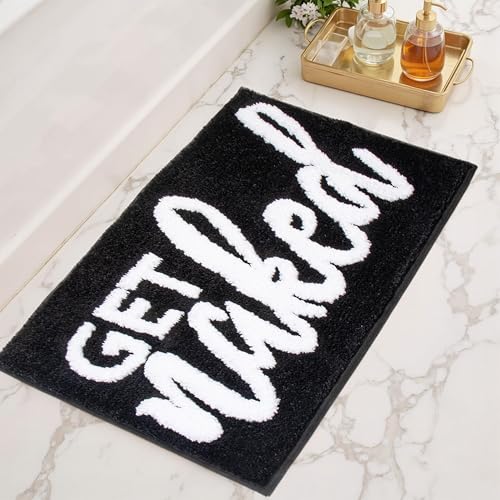 KOEXM Get Naked Bath Mat Cute Bathroom Rugs 16" x 24", Non-Slip Absorbent Funny Black Bath Mat, Small Bathroom Rug Machine Washable - color: Black 3.0, size: 1'4" x 2' (Rectangular)