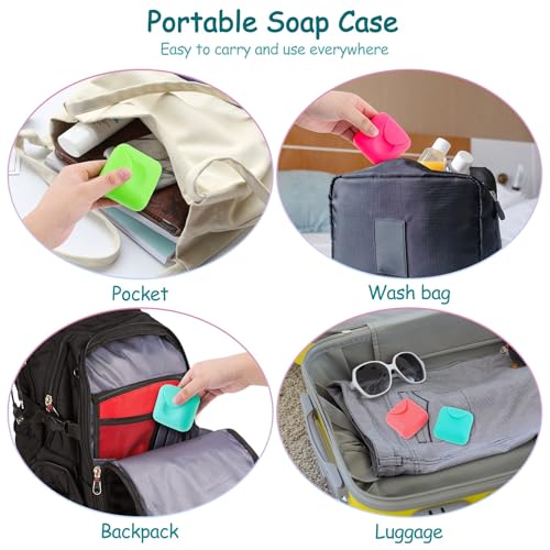 AUEAR, 4 Pack Candy Color Portable Soap Box Holder Plastic Case Travel Dish Container with Lid for Home Bathroom Hiking Outdoor (Small) - color: 2.8", size: 4 Pack