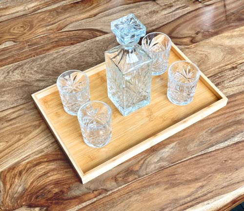 Natural Bamboo Serving Tray Platter 17.75 x 11.8 Rectangular, Bamboo - color: Bamboo, size: 17.8" x 11.8" x 1.2"