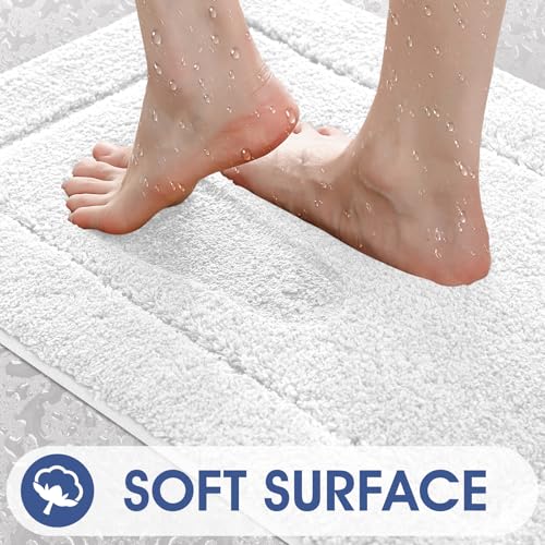 IM HOME Bathroom Rugs Sets 2 Pieces, Ultra Soft Thick Plush Fluffy Microfiber Absorbent Bath Mat, Non-Slip Backing, Machine Washable Bath Mats for Bathroom (24"x17" + U Shape 24"x20", Cream White) - color: Cream White, size: 24"x17" (Rectangular) + 24"x20