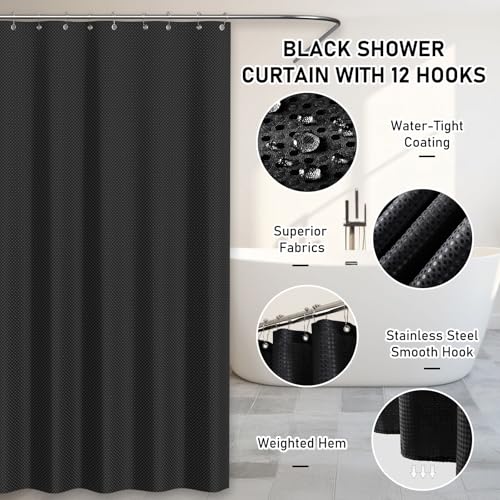 Bathroom Accessory Set - Black Bathroom Set, 27PC Bathroom Accessories Set, Bathroom Sets with Shower Curtain and Rugs, Mini Trash Can, Toilet Brush, Trash Can & Soap Dispenser - size: Bathroom Set&Shower Curtain &Rugs, style: Black