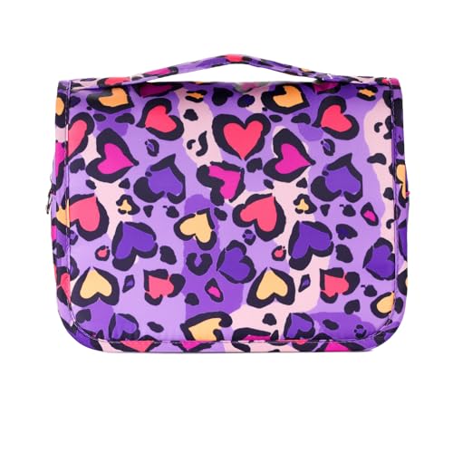 Kids Hanging Toiletry Bag for Girls, Travel Toiletry Bag for Little Young Girls Cosmetic Makeup Waterproof Wash Bag Toddler Traveling Toiletries, Leopard Purple - color: Leopard-Purple