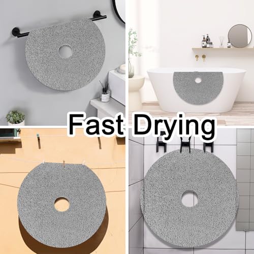 Shower Mat Non Slip, Round Shower Mat for Inside Shower, Non Slip Bathtub Mat, Fast Drying Bath Tub Mats, Loofah Mat for Shower Bathroom, Quick Drying, Resistant (Grey, 32 x 32 Inch) | 32inch Shower Mat for Inside Shower Non Slip Bathtub Mat, Loofah Mat f