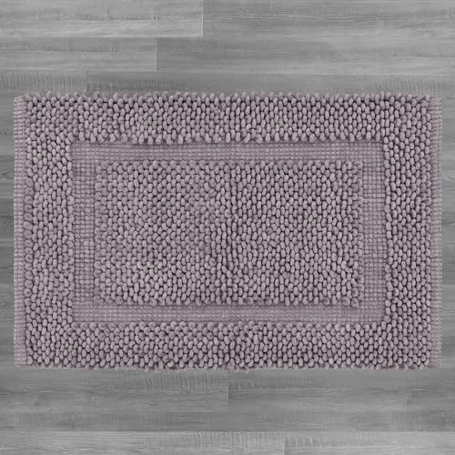 Jean Pierre New York 100% Chenille Cotton Skid Resistant Plush Bath Mat - 20"x32" Bathroom Rug - Charcoal Grey - color: Charcoal Grey, size: 1'8" x 2'8" (Rectangular)
