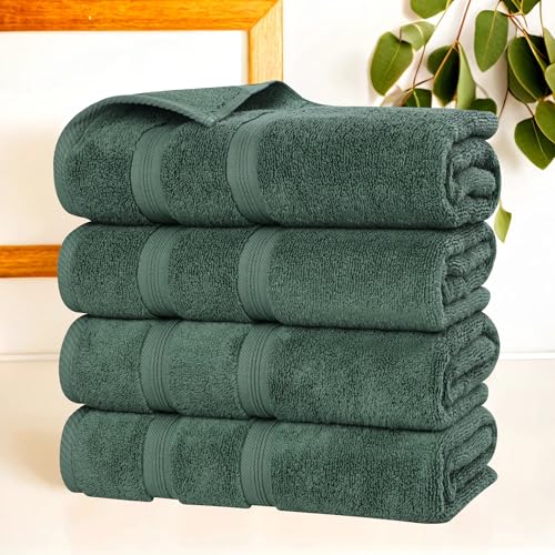 Superior Cotton Bath Towel Set, Daily Use, Bathroom, Guest Room, Bath, Shower, Pool, Body, Home Essentials, Soft Plush Absorbent Towels, Zero Twist, Smart Dry Collection, Set of 4, Forest Green - color: Forest Green, size: 4PC Bath Towel