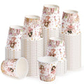WRAPAHOLIC 3oz Fairy Birthday Paper Cups - 100 Pack Disposable Bathroom Cups with Flower Fairy Castle Design, Small Mouthwash Cup for Toothbrush Rinse, Home Bathroom and Baby Girls Shower - color: Pink Fairy