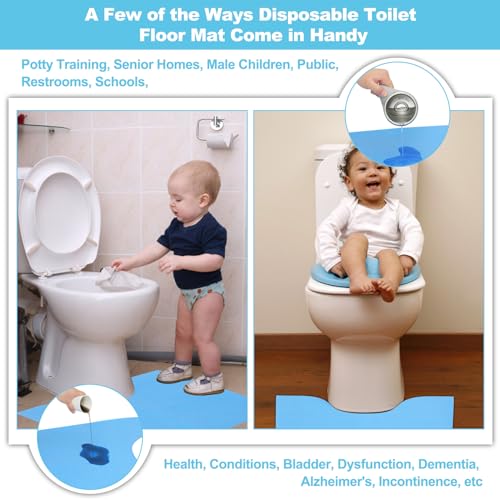 Upgraded 25 Pack Disposable Toilet Mats,Super Absorbent Toilet Floor Protector from Urine,Disposable Toilet Floor Mat for Urine,U Shaped Toilet Mat for Urine,Around Toilet Floor Protector 24" x 22"