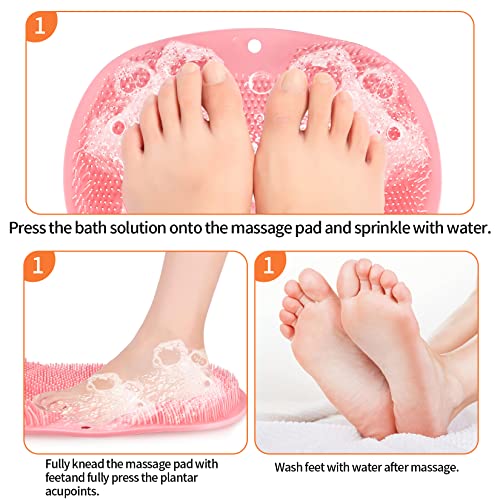 2-Pack Shower Foot Scrubber Mat Back Washer Back Exfoliating Bath Wash Pad Wall Mounted Slip Suction Cups Foot Scrubber for Use in Shower Cups Foot Cleaner for Men and Women