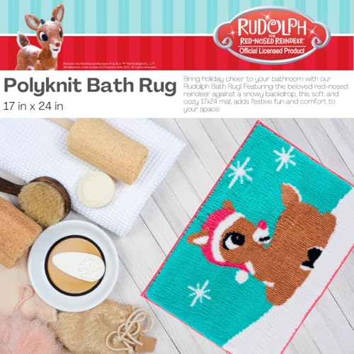 Collectibles Rudolph The Red Nose Reindeer Holiday & Christmas Non Slip Plush Poly Knit Bathroom Mat Rug, 17x24, (Officially Licensed Product) By Franco - color: Rudolph the Red Nose Reindeer