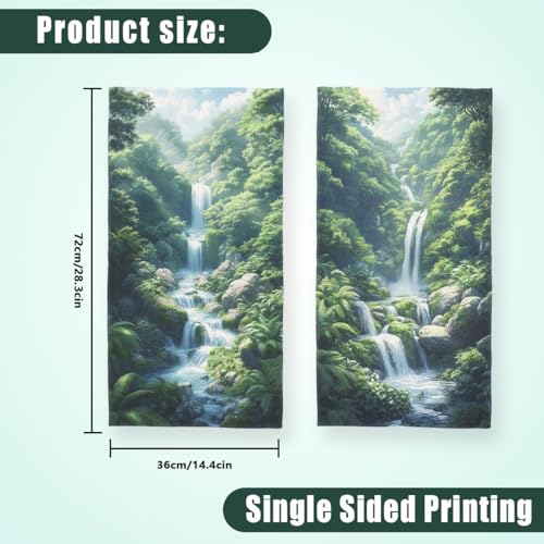 Waterfall Bath Hand Towels Absorbent Natural Green Rainforest Forest Stream Bathroom Kitchen Towels Set of 2 Lightweight Breathable Face Towels for Bathroom Gym Hotel Sport Decor Gifts for Women Man - color: Waterfall