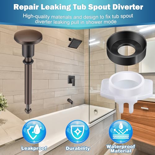 Enhon 2 Set Tub Spout Diverter Repair Kit, Includes 2 x Diverter Valve Stems, 2 x Cup Seals and 2 x Gates, Bathroom Shower Bathtub Leaky Faucet Repair Replacement Parts(Oil Rubbed Bronze,Classic) - color: Oil Rubbed Bronze