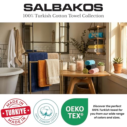 SALBAKOS 100% Turkish Cotton 6-Piece Towel Set | Heirloom Quality Hotel & Spa Collection | Soft, Super Absorbent 2 Washcloth, 2 Hand, 2 Bath Towel Sets | Made in Turkey (Aqua, 6 Piece Towel Set) - color: Aqua, size: 6 Piece Towel Set
