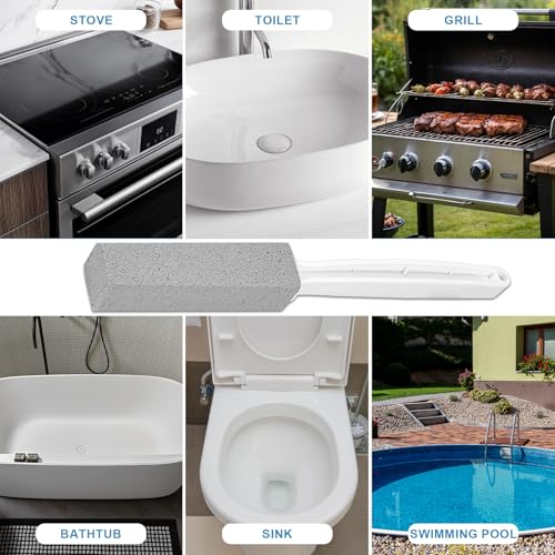 Herda 2 Packs Toilet Pumice Stone with Long Handle, Pumice Stick Removes Hard Water Ring, Calcium Deposits, Rust Buildup, pumice stone for Cleaning Stove, Bathtub, Grill, Swimming Pool, Sink - size: 2 Count (Pack of 1)