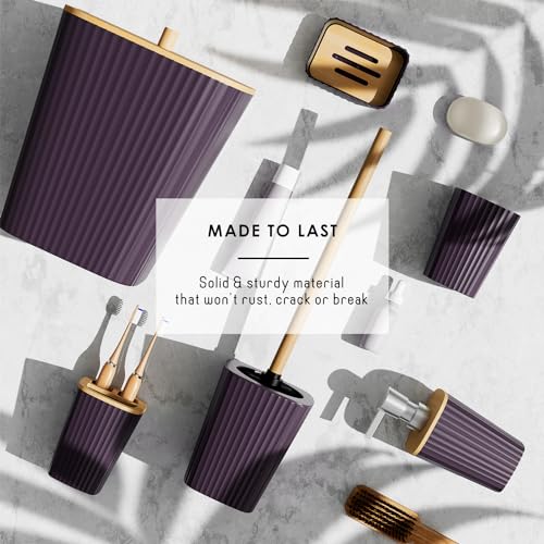 Clara Clark Bathroom Accessories Set - Bathroom Set, Bathroom Sets with Shower Curtain and Rugs, Shower Curtain Set with Trash Can - Purple - 22PC - color: Purple, size: Complete Set + Bath Rugs