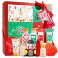 Christmas Advent Calendar 2025, 12 Days of Holiday Advent Calendar for Women, BODY & EARTH Spa Gift Baskets with Snowman Bath Bomb, Scented Candle, Christmas Hat, New Year Bath Set for Women - color: Green & Red