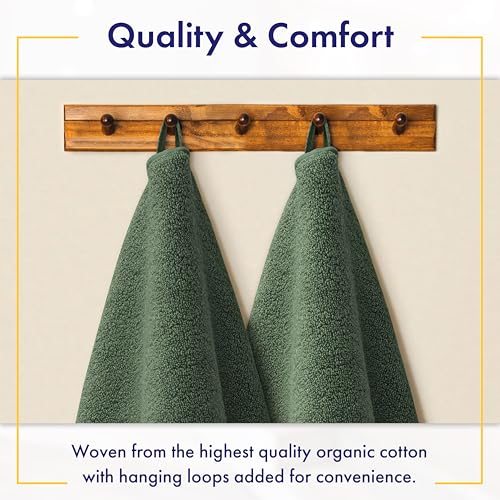 Alusa Home 100% Organic Luxury Bath Sheets - GOTS Certified - Extra Large 35x70 Inches (Pack of 2) Zero-Twist, Long-Staple Cotton Bath Sheet Set (Hunter Green) - color: Hunter Green, size: 2pc Bath Sheets