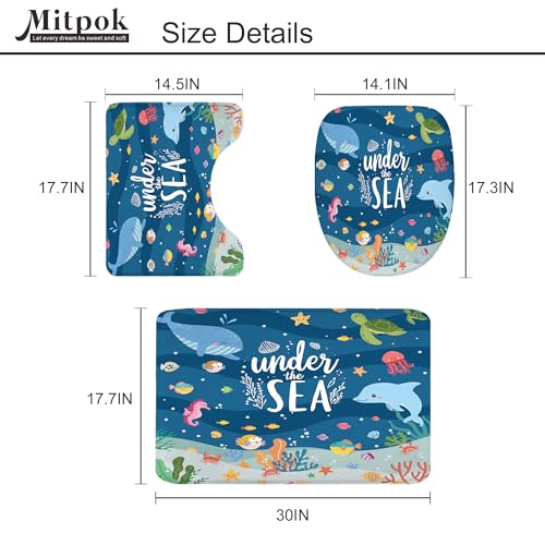 4 PCS Kids Shower Curtain Set 72Wx72H Ocean Bathroom Set Underwater Summer Kid Fish Cute Whale Sea Animal Funny Bath Rug Toilet Lid Cover U Shape Mat Accessories 12 Hooks Bathroom Decors - color: B 01blue, size: 72"W x 72"L (Pack of 4)