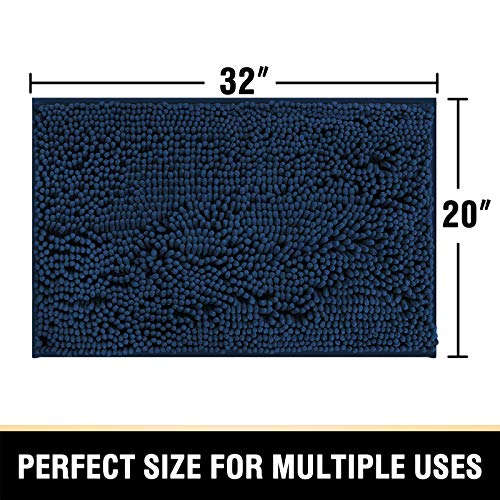 H.VERSAILTEX Bathroom Rugs Bath Mat Bath Rugs Bath Mats for Bathroom Non Slip Extra Thick Buncy Soft Chenille Bath Rug Fulffy Shag, Indoor Rug Carpet for Entry Living Room (Navy, 20" x 32") - color: Navy, size: 20" x 32"