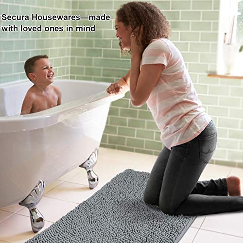 Secura Bathroom Rugs 20x32 Inches – Thick Plush Bath Mat, Ultra Soft Absorbent Bathroom Mat, Non Slip Machine Washable Bath Rugs for Tub, Shower Room Floor (Gray) - color: Grey, size: 2'8" x 1'8" (Rectangular)