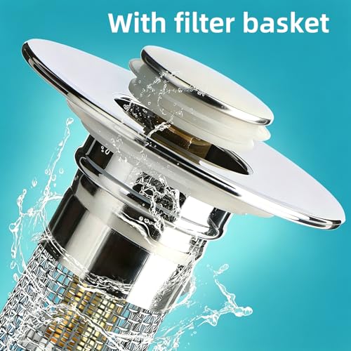 Sink Stopper Hair Catcher, Pop-up Sink Drain Strainer with Removable Stainless Steel Strainer Basket Hair Catcher, Bathroom Sink Strainer for Bathroom Sink Stopper Replacement(1PCS)