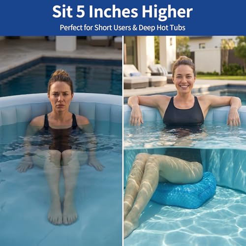 Hot Tub Booster Seat, Weighted SPA Booster Seat Cushion for Adults, 3D Air Mesh Inflatable Hot Tub Seat Accssories with Non-Slip Micro Dot Bottom,Indoor or Outdoor Hot Tub Pillow - style: 1 Pack-Blue