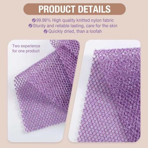 African Net Sponge Extra Long 3 Pieces, Loofah Back Scrubber for Shower, Exfoliating Washcloth & Body Scrubber, 39.37" L x 12.99" W Bath Sponge (Blue, Pink, Purple) - color: Blue,pink, Purple