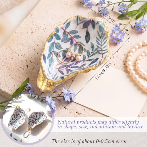 Natural Oyster Ring Trinket Dish Vintage Jewelry Tray for Keys Small Jewelry Holder for Bridal Shower Favors Friends Sisters Daughter Mother Gift Seaside Decor(Leaf Pattern) - style: Leaf Pattern