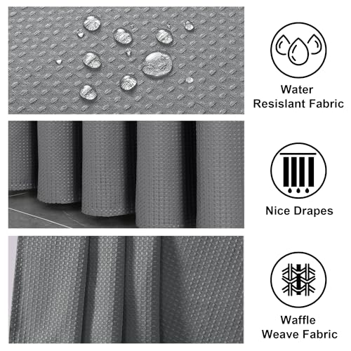 OWENIE Grey Shower Curtain, Waffle Weave Heavy Fabric Shower Curtain for Bathroom, Waterproof Thick 420G/M Textured Soft Elegant Luxury Hotel Spa Bath Curtains, Machine Washable, Grey, 72W x 72L - color: Grey, size: 72"W x 72"L (Pack of 1)