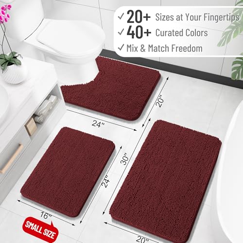 OLANLY Toilet Rugs U-Shaped 20x20, Extra Soft Absorbent Chenille Contour Bathroom Rugs for Toilet, Dry Quickly, Machine Washable, Non-Slip Bath Mat, Andorra Red-Brown - color: Andorra Red-brown, size: 20" X 20" Contour Rug