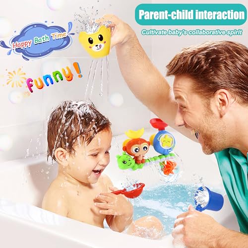 Bath Toys for Kids Ages 1-3 Toddler Bath Toys for Babies 1 2 3 Year Old Boys Girls Water Bathing Tub Toy for 12 18 Months Infant with Cups - style: Monkey Bath Toy