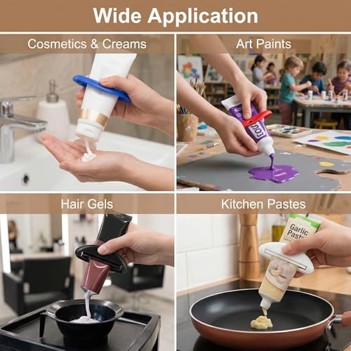 4 Pcs Toothpaste Tube Squeezer, Plastic Toothpaste Roller Dispenser Tube Squeezer Tool for Bathroom Cream, Facial Cleanser