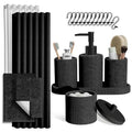 Clara Clark Black Bathroom Set - Bathroom Sets with Shower Curtain and Rugs, 21PC Bathroom Accessory Set, Shower Curtain Set with Soap Dispenser & Toothbrush Holder - color: Black, size: Complete Set + Bath Rugs