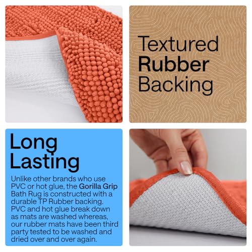 GORILLA GRIP Bathroom Rug Sets, Soft Chenille 2 Piece Area Rugs Set, Toilet Base Mat and 30x20 Carpet, Absorbent Microfiber Washable Mats Dry Quickly, Home Décor and Bath Room Accessories, Coral - color: Coral, style: 30"x20" + Oval 24"x19.5" - 2 Pack