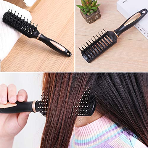 Pack of 4 Anti-Static Hair Tools for Women, Men & Kids: Oval Comb, Round Vent Brush, Detangling Paddle Brush for Wet/Dry Hair Massage & Shine, QXDAI-10
