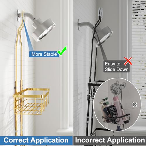 Shower Caddy, Extended Length Shower Organizer with Hooks, Rustproof Shampoo Soap Holder, Large Hanging Bathroom Caddy, Gold - color: Gold - 2 Tier - Standard