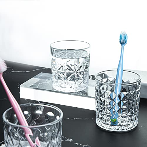 Gaolinci 2 Pcs Diamond Embossed Clear Glass Mouthwash Cup Cups, Bathroom Brushing Cup, 8 Oz - color: Clear (snowflake)